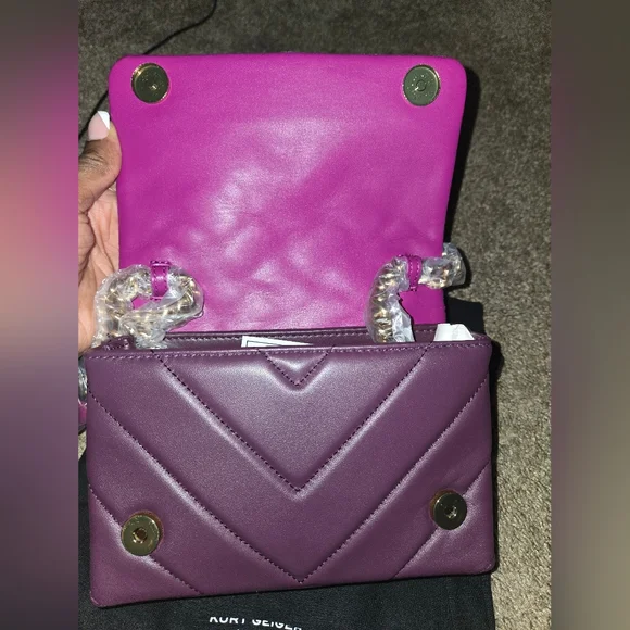 NWT Kurt Geiger Mini Kensington Quilted Suede Crossbody Bag - Picture 9 of 14